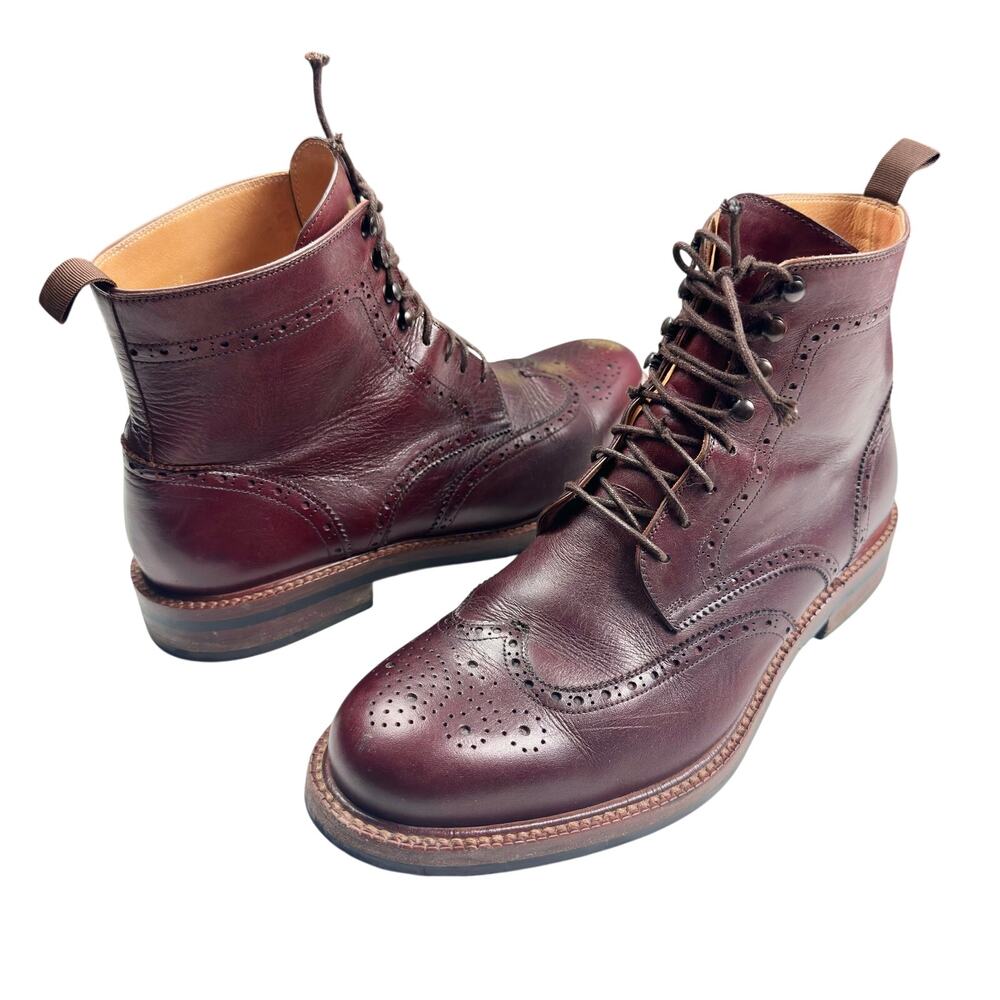 Beckett Simonon | Men | Nolan Brogue Cherry Brown Wingtip Derby Boots | Size 11